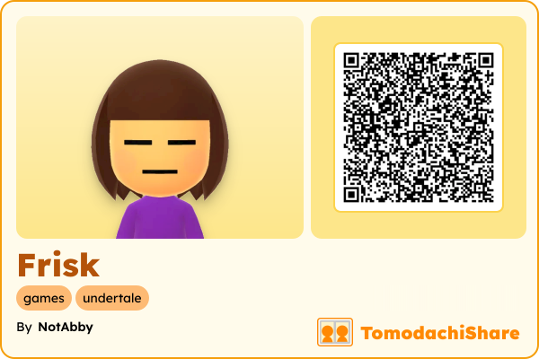 Frisk, a female Mii  with tags: games, undertale