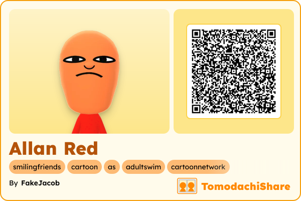 Allan Red, a male Mii  with tags: smilingfriends, cartoon, as, adultswim, cartoonnetwork