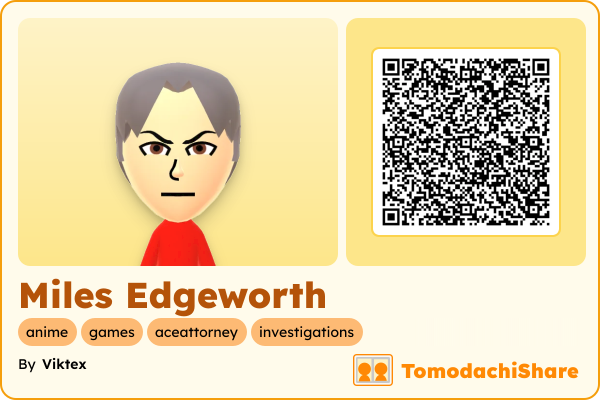 Miles Edgeworth, a male Mii  with tags: anime, games, aceattorney, investigations