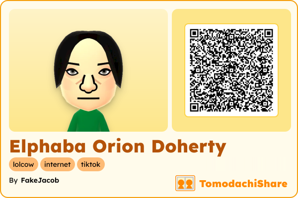 Elphaba Orion Doherty, a female Mii  with tags: lolcow, internet, tiktok