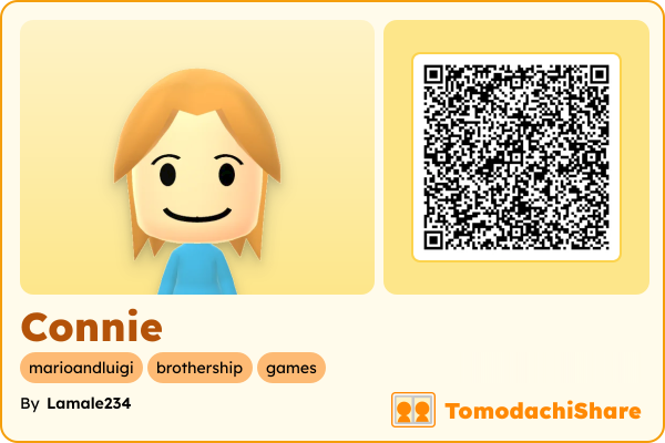 Connie, a female Mii  with tags: marioandluigi, brothership, games
