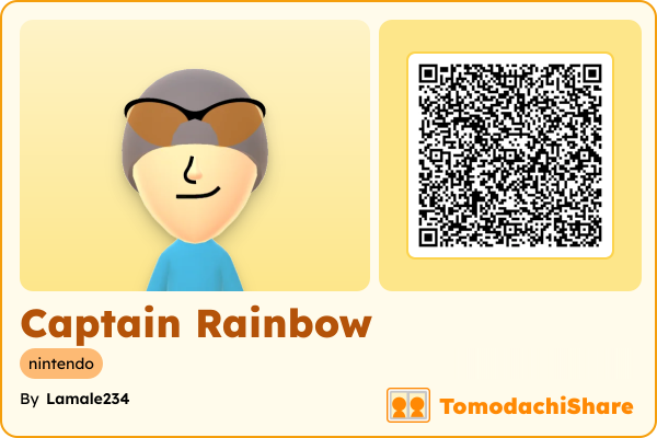 Captain Rainbow, a male Mii  with tags: nintendo