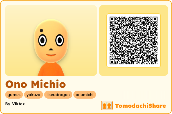 Ono Michio, a female Mii  with tags: games, yakuza, likeadragon, onomichi