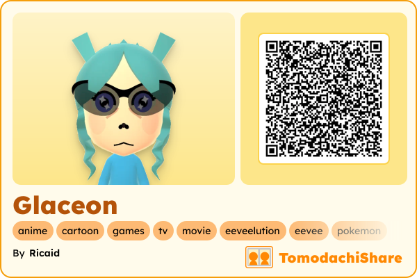 Glaceon, a female Mii  with tags: anime, cartoon, games, tv, movie, eeveelution, eevee, pokemon