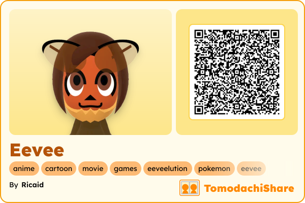 Eevee, a female Mii  with tags: anime, cartoon, movie, games, eeveelution, pokemon, eevee