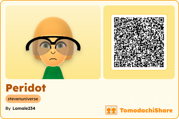 Peridot, a female Mii  with tags: stevenuniverse