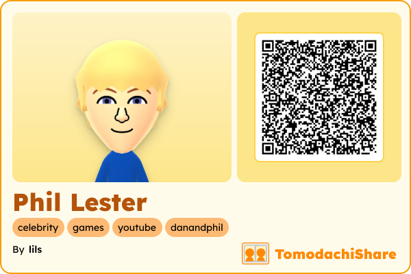 Phil Lester, a male Mii  with tags: celebrity, games, youtube, danandphil
