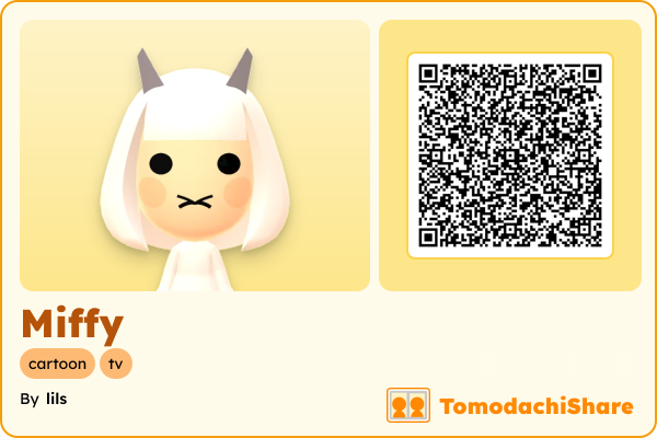 Miffy, a female Mii  with tags: cartoon, tv
