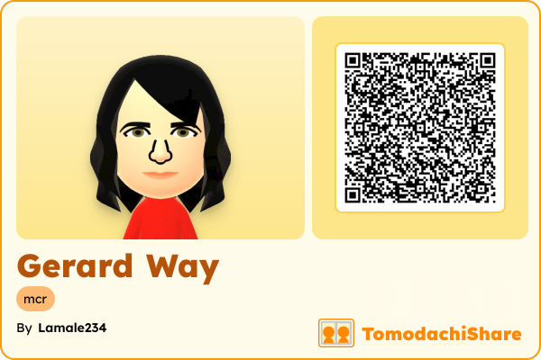 Gerard Way, a male Mii  with tags: mcr