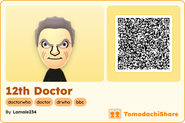 12th Doctor, a male Mii  with tags: doctorwho, doctor, drwho, bbc