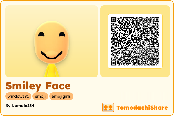 Smiley Face, a female Mii  with tags: windows81, emoji, emojigirls