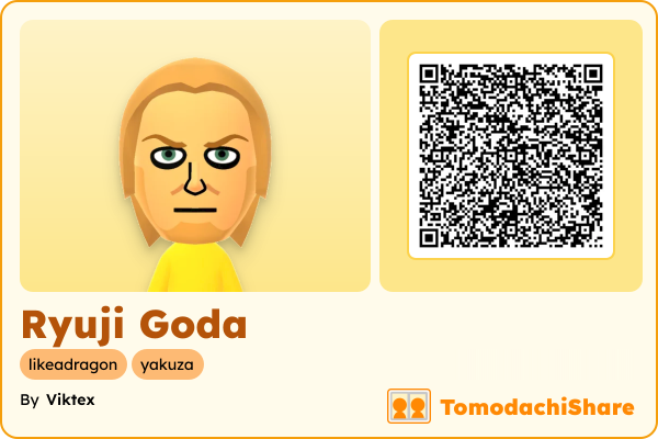 Ryuji Goda, a male Mii  with tags: likeadragon, yakuza