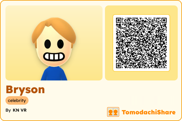Bryson, a male Mii  with tags: celebrity