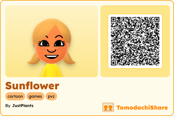 Sunflower, a female Mii  with tags: cartoon, games, pvz