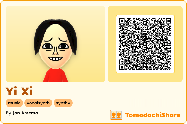 Yi Xi, a female Mii  with tags: music, vocalsynth, synthv