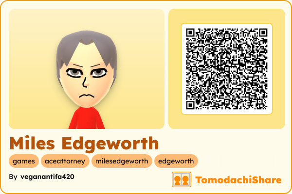 Miles Edgeworth, a male Mii  with tags: games, aceattorney, milesedgeworth, edgeworth