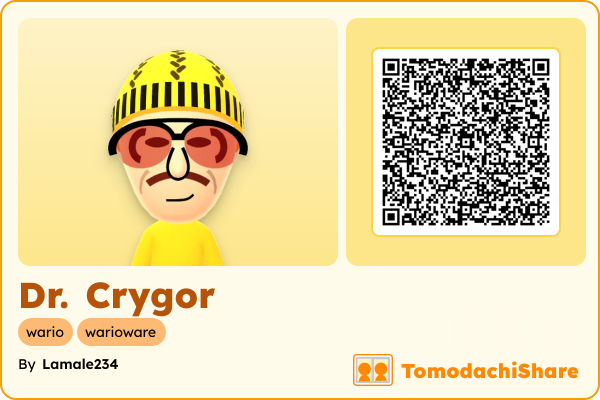 Dr. Crygor, a male Mii  with tags: wario, warioware