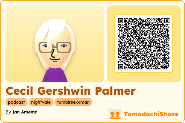 Cecil Gershwin Palmer, a male Mii  with tags: podcast, nightvale, tumblrsexyman