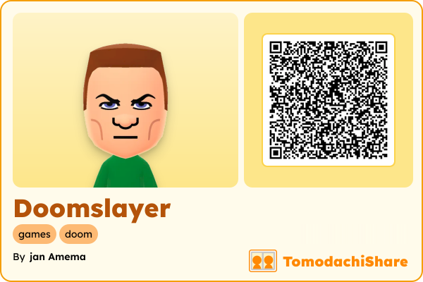 Doomslayer, a male Mii  with tags: games, doom