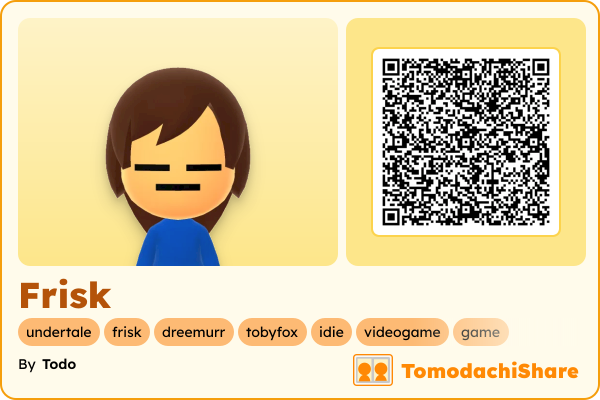 Frisk, a female Mii  with tags: undertale, frisk, dreemurr, tobyfox, idie, videogame, game