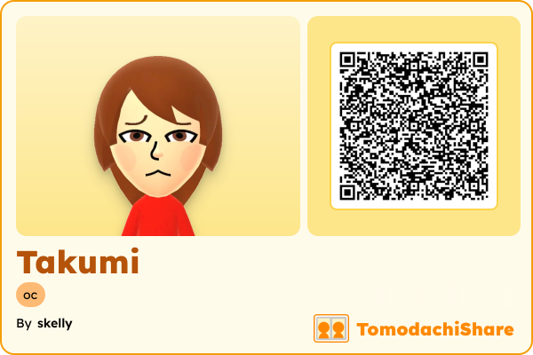 Takumi, a female Mii  with tags: oc