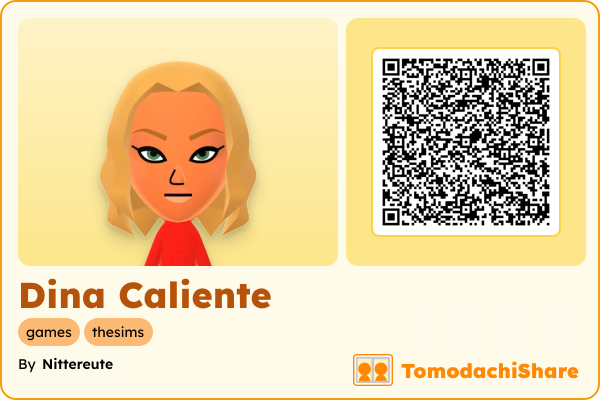 Dina Caliente, a female Mii  with tags: games, thesims
