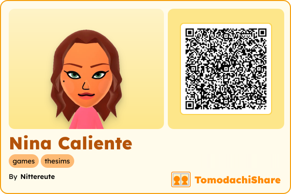 Nina Caliente, a female Mii  with tags: games, thesims