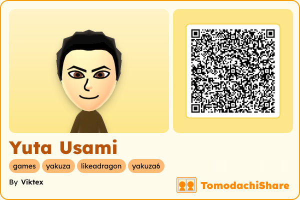 Yuta Usami, a male Mii  with tags: games, yakuza, likeadragon, yakuza6