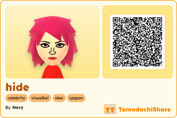 hide, a male Mii  with tags: celebrity, visualkei, vkei, xjapan