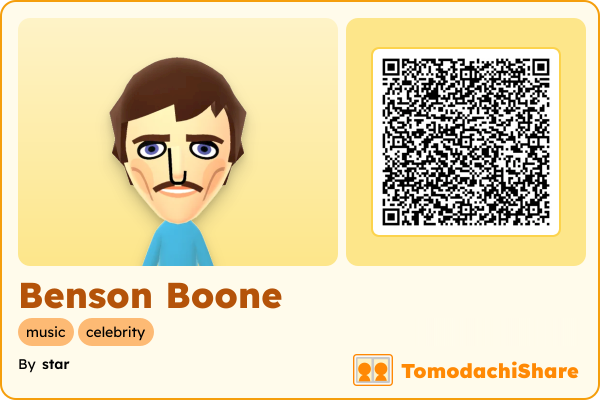 Benson Boone, a male Mii  with tags: music, celebrity