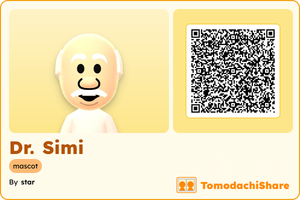 Dr. Simi, a female Mii  with tags: mascot