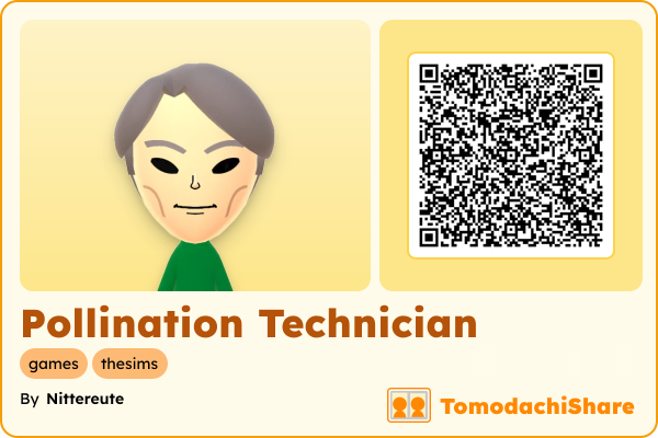 Pollination Technician, a male Mii  with tags: games, thesims