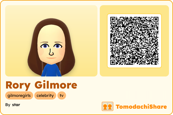 Rory Gilmore, a female Mii  with tags: gilmoregirls, celebrity, tv