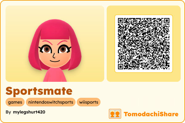 Sportsmate, a female Mii  with tags: games, nintendoswitchsports, wiisports