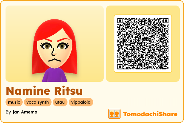 Namine Ritsu, a male Mii  with tags: music, vocalsynth, utau, vippaloid