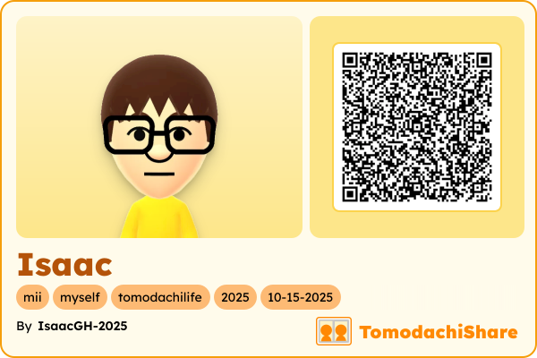 Isaac, a male Mii  with tags: mii, myself, tomodachilife, 2025, 10-15-2025