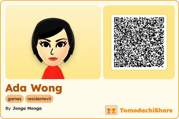 Ada Wong, a female Mii  with tags: games, residentevil