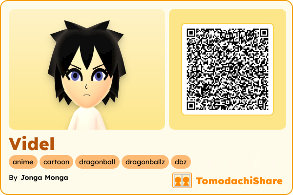 Videl, a female Mii  with tags: anime, cartoon, dragonball, dragonballz, dbz
