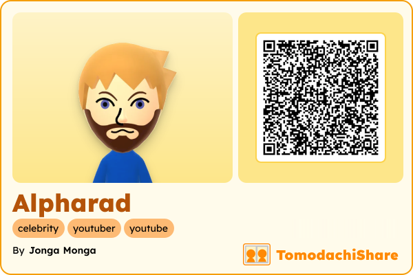 Alpharad, a male Mii  with tags: celebrity, youtuber, youtube