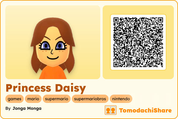 Princess Daisy, a female Mii  with tags: games, mario, supermario, supermariobros, nintendo