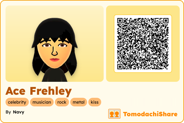 Ace Frehley, a male Mii  with tags: celebrity, musician, rock, metal, kiss