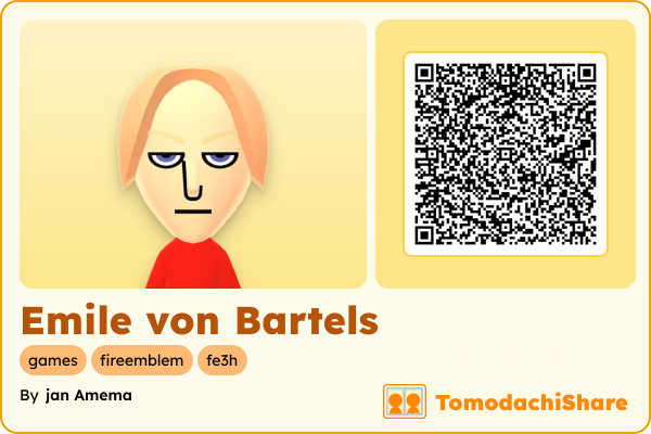 Emile von Bartels, a male Mii  with tags: games, fireemblem, fe3h