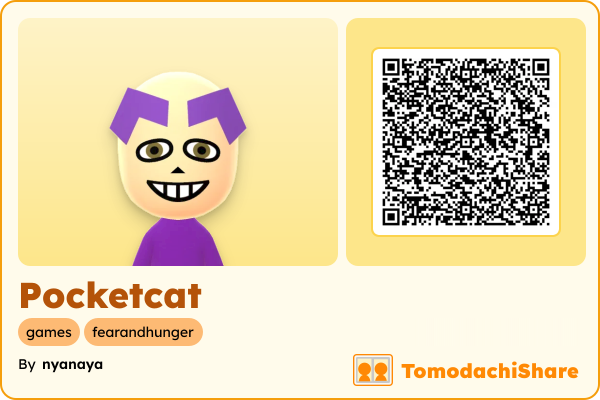 Pocketcat, a male Mii  with tags: games, fearandhunger