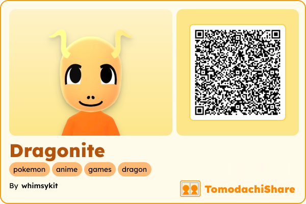 Dragonite, a male Mii  with tags: pokemon, anime, games, dragon