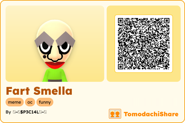 Fart Smella, a male Mii  with tags: meme, oc, funny