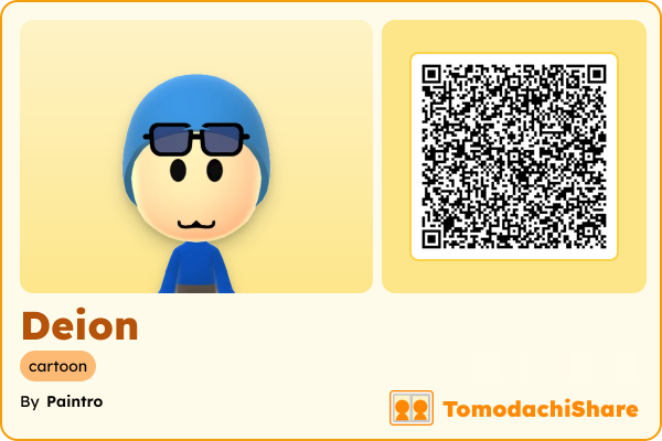 Deion, a male Mii  with tags: cartoon