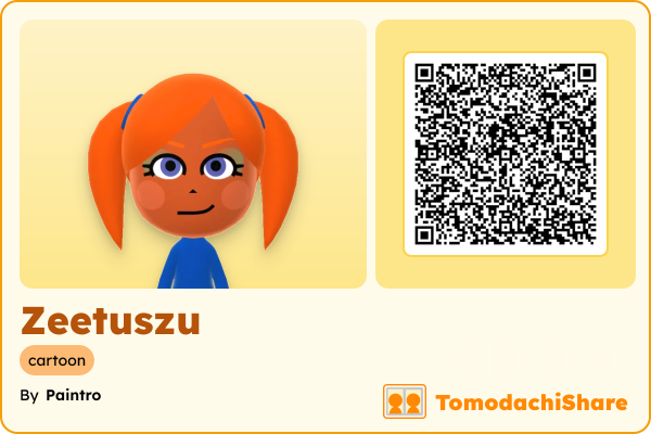 Zeetuszu, a female Mii  with tags: cartoon