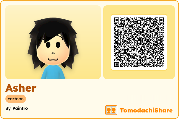 Asher, a male Mii  with tags: cartoon