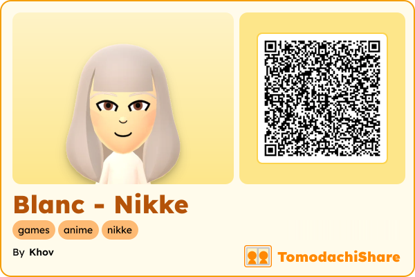 Blanc - Nikke, a female Mii  with tags: games, anime, nikke