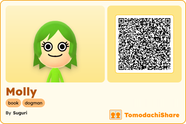 Molly, a female Mii  with tags: book, dogman